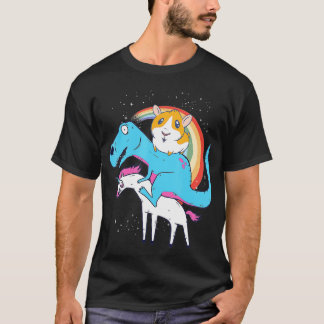 Camiseta Guiné Pig Dinossaur Dirigindo Homens do Unicórnio