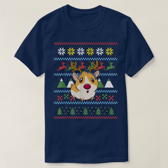 Camiseta Guiné Pig Frio Natal, Guiné Pig593 (Frente do Design)