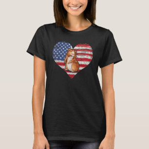 Camiseta Guiné Pig Heart American Flag 4 De Julho Usa Fla