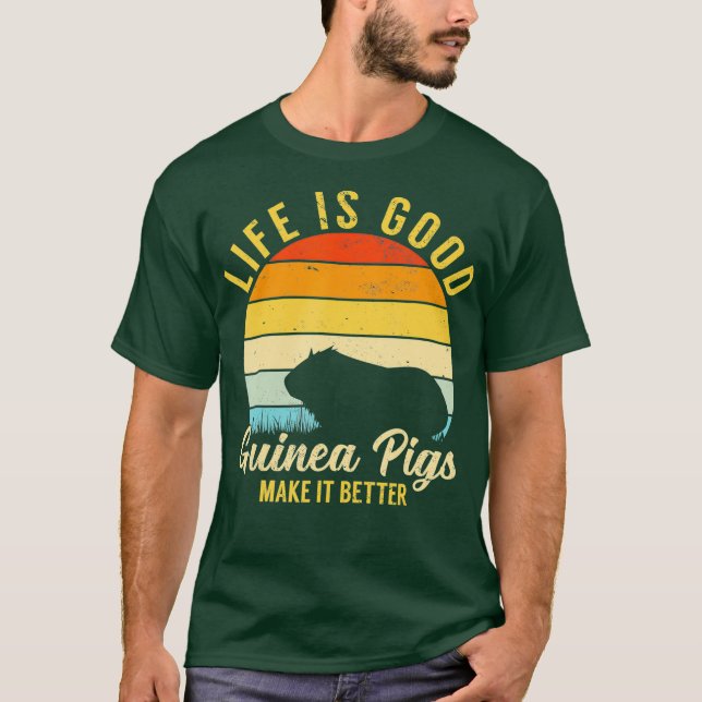 Camiseta Guiné Pig Life É Melhor Retro Pet (Frente)