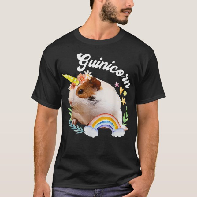 Camiseta Guiné Pig Unicorn Guinicorn Engraçado Tee. (Frente)