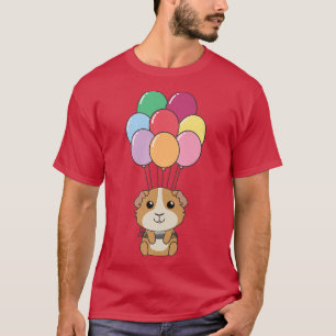 Camiseta Guiné Pig Voa Com Balões Coloridos Kawaii Ani