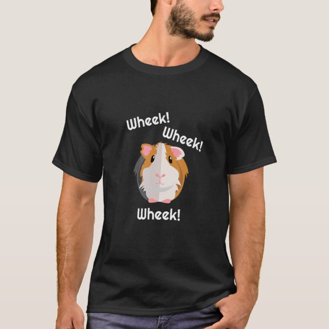 Camiseta Guiné Pig Wheek Guiné Pica Roupas de Aniversário (Frente)