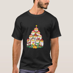 Camiseta Guiné Pig Xmas Luzes Árvores Santa Hat Cristo Engr