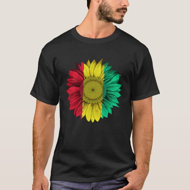 Camiseta Guinea Flag Sunflower Guinean Roots Proud Patrioti (Frente)