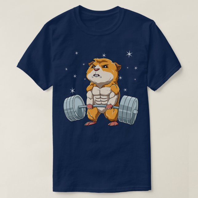 Camiseta Guinea Pig Cavy Weightlifting Fitness Gym Premium  (Frente do Design)