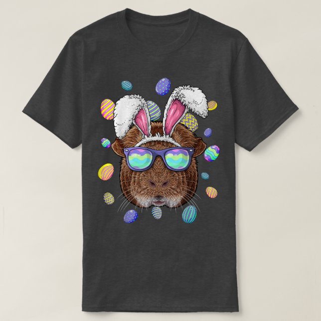 Camiseta Guinea Pig Easter Bunny Ears Funny Easter Eggs Hun (Frente do Design)