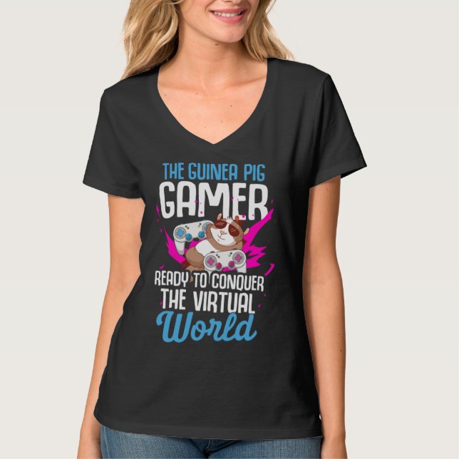 Camiseta Guinea Pig  Gamer Ready to Conquer the Virtual Wor (Frente)