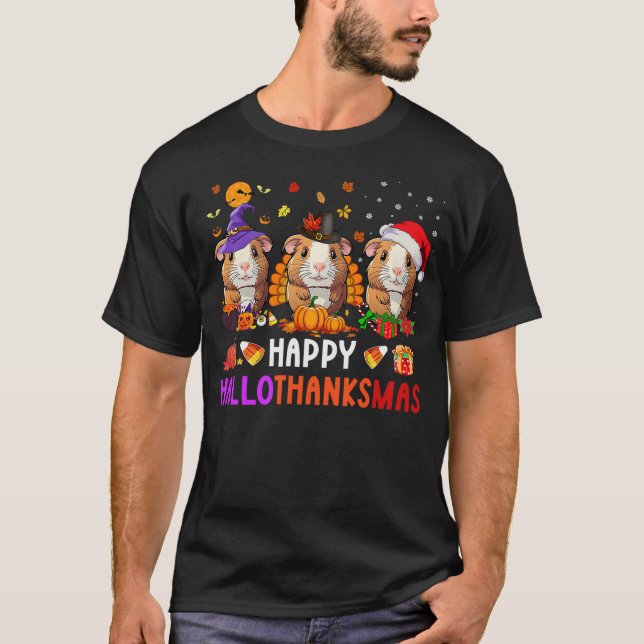 Camiseta Guinea Pig Halloween Merry Christmas Happy HalloTh (Frente)
