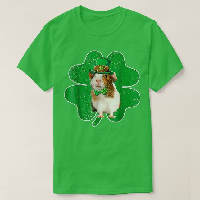 Camiseta Guinea Pig Leprechaun Hat & Shamrock Irish St Patr (Frente do Design)