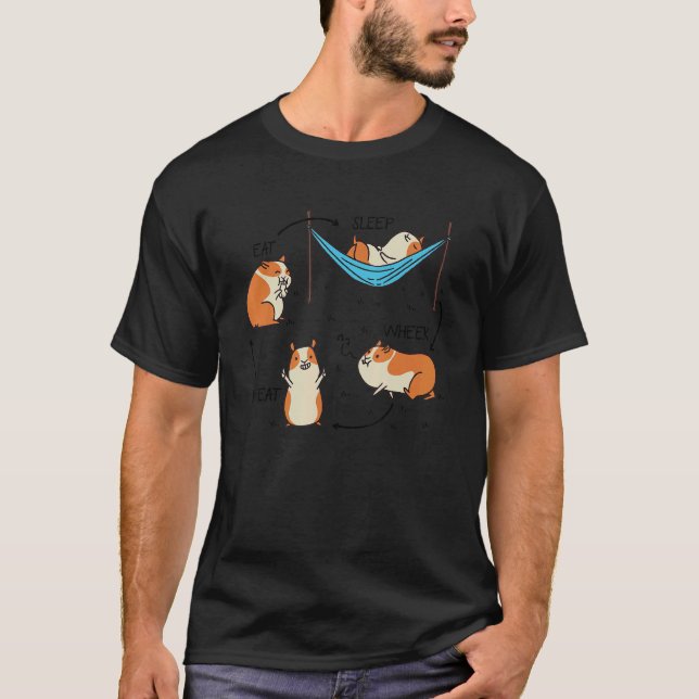 Camiseta Guinea Pig Life Cycle Eat Sleep Wheek Repeat Anima (Frente)