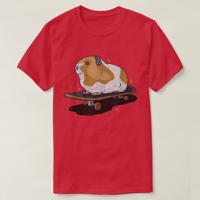 Camiseta Guinea pig on skateboard skateboarding  (Frente do Design)