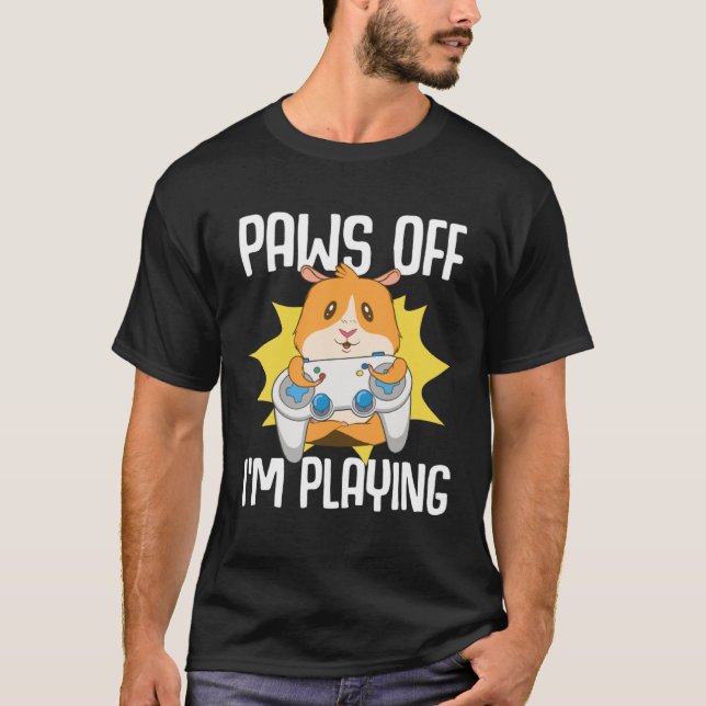 Camiseta Guinea Pig  Paws Off I m Playing (Frente)
