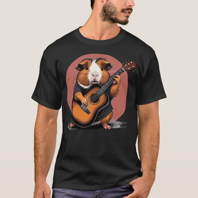 Camiseta Guinea Pig playing Acoustic Guitar, Guinea Pig Gui (Frente)