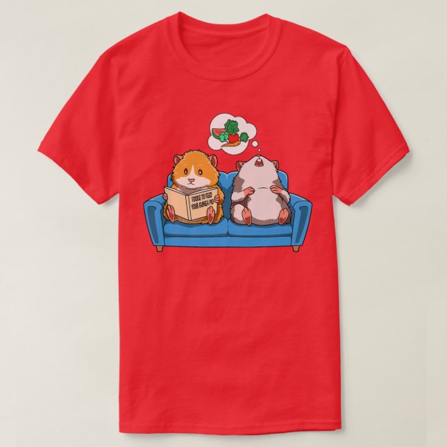 Camiseta Guinea pig sofa reading dreaming food for guinea p (Frente do Design)