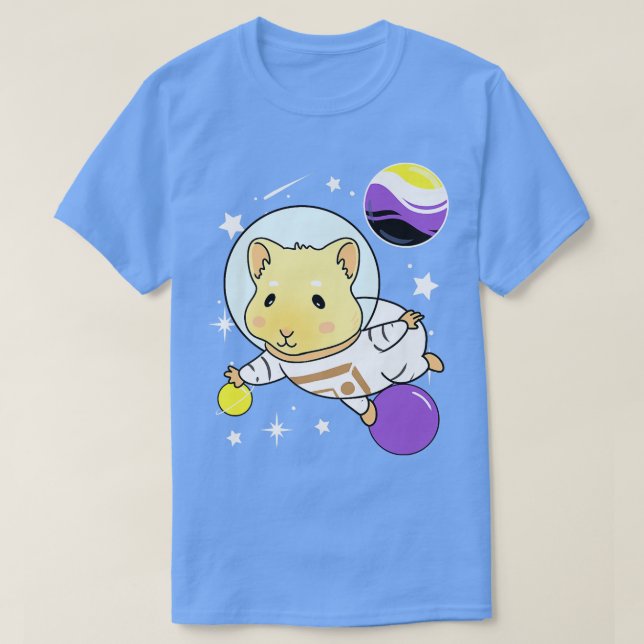 Camiseta Guinea Pig Space Nonbinary Pride  (Frente do Design)