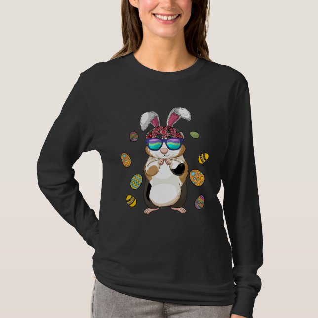 Camiseta Guinea Pig With Cute Bunny Ears Happy Easter Day E (Frente)