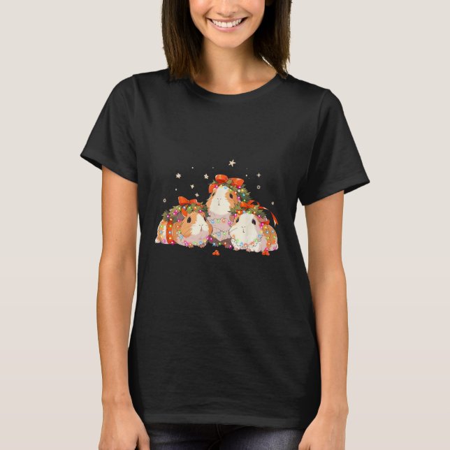 Camiseta Guinea Pigs Tangled Up In Christmas Lights Guinea  (Frente)
