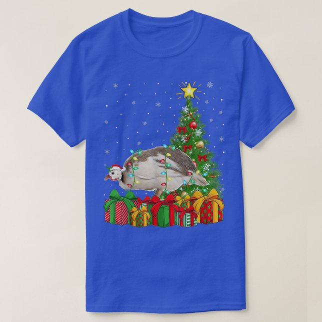 Camiseta Guineense Lighting Xmas Tree Papais noeis Guiné Fo (Frente do Design)