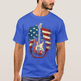 Camiseta Guitar Bandeira Americana EUA Música Country 4 de