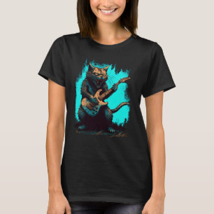 Camiseta Guitar Cat Guitar Player Rock Guitarrista Legal Pl