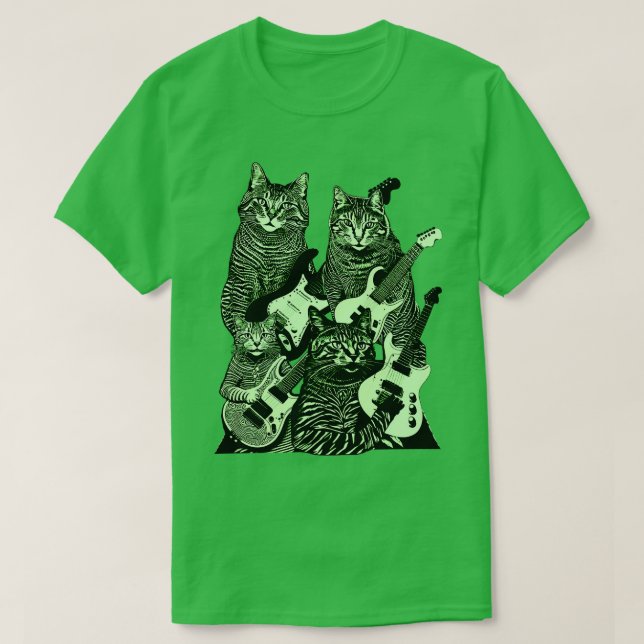 Camiseta GUITAR CATS versão verde (Frente do Design)