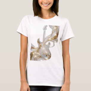Camiseta GUITAR DE PRATA ATRATIVO COM ESTRELAS DORADAS Desi