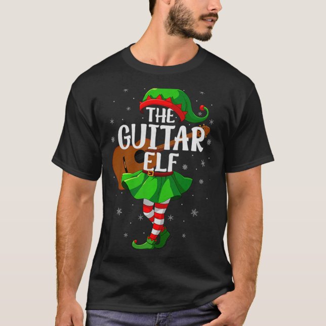 Camiseta Guitar Elf Christmas Girls Women Elf Squad Xmas Fa (Frente)