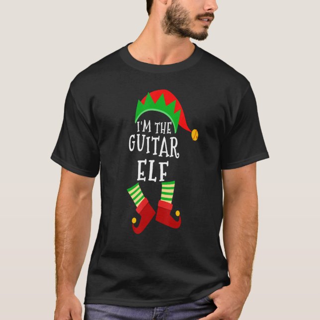 Camiseta Guitar Elf Mating Family Group Par de Natal (Frente)