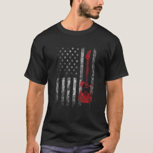 Camiseta Guitar EUA Flag Cute Guitar Patriótico 1