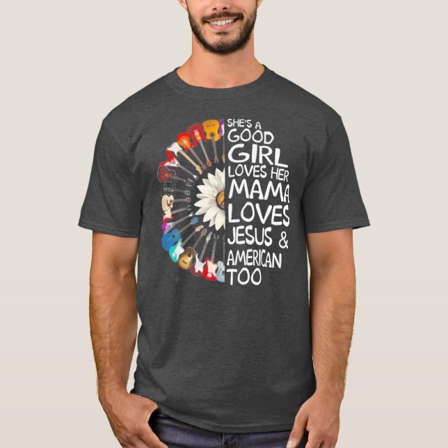 Camiseta Guitar Girassol Ama Sua Mãe Ama Jesus (Frente)