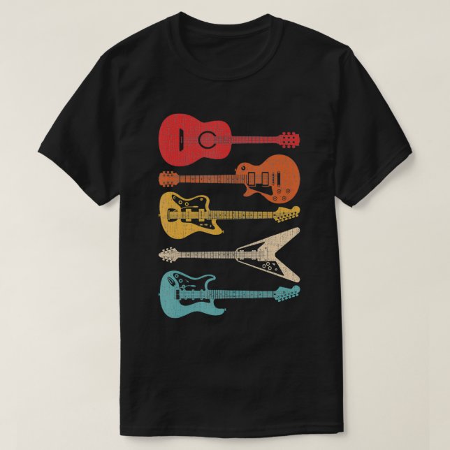 Camiseta Guitar Guitar Lover Estilo Retro Presente Para Gui (Frente do Design)