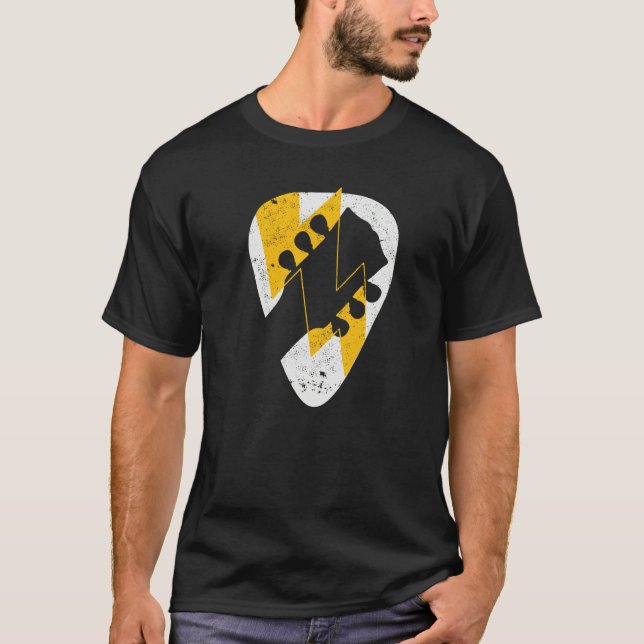 Camiseta Guitar Headstock guitarist Thunderstorm strike Pla (Frente)