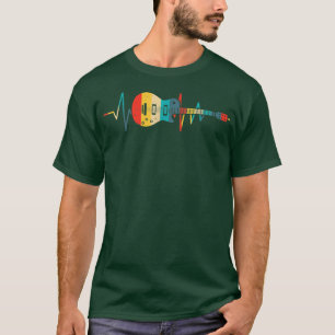 Camiseta Guitar Heartbeat Guitarrista Jogador Vintage Cl