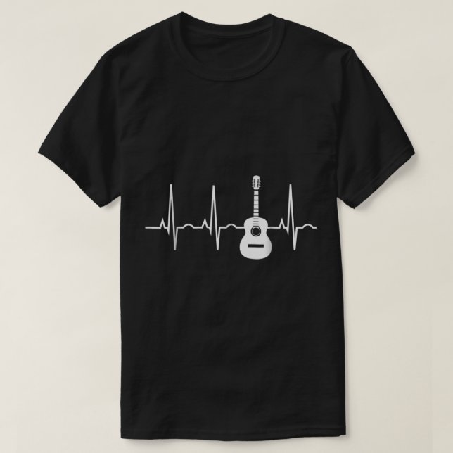 Camiseta Guitar Heartbeat Line Music Lover Design (Frente do Design)