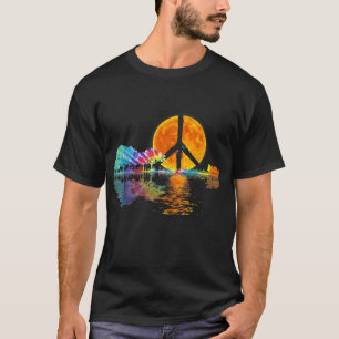 Camiseta Guitar-lago Shadow Peace Love Guitar Hippie