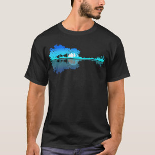 Camiseta Guitar Lago Sombra Amor Guitarrista menino engraça