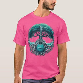 Camiseta Guitar Lake Acoustic Guitar Tree By The Lake Guita