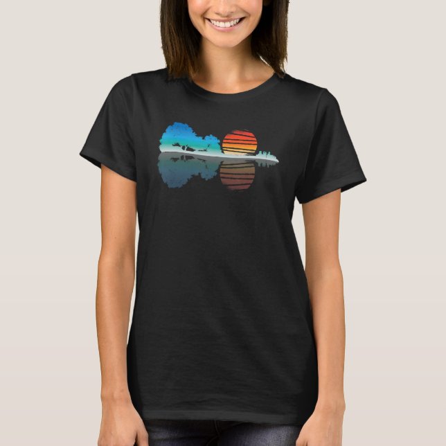 Camiseta Guitar Lake Reflections Music Nature Camping Hikin (Frente)