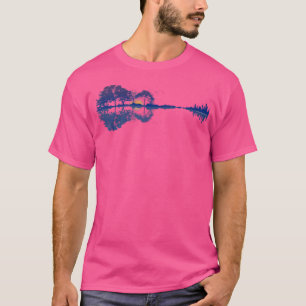 Camiseta Guitar Lake Reflexões Em Azul Amantes de Música Gu