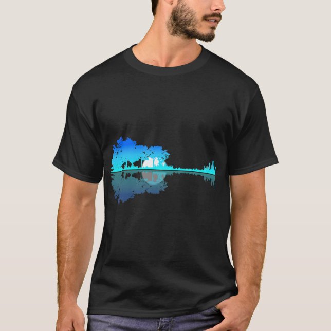 Camiseta Guitar Lake Shadow Love Guitar Musical T-Shirt (Frente)