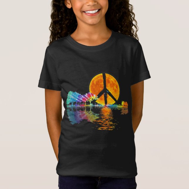 Camiseta Guitar Lake Shadow Peace Love Guitar Hippie (Frente)