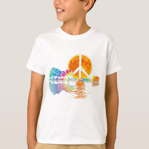 Camiseta Guitar Lake Shadow Peace Love Guitar Hippie