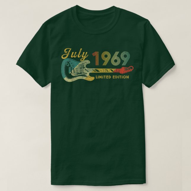 Camiseta Guitar Lover 53 Year Old Gifts July 1969 Limited E (Frente do Design)