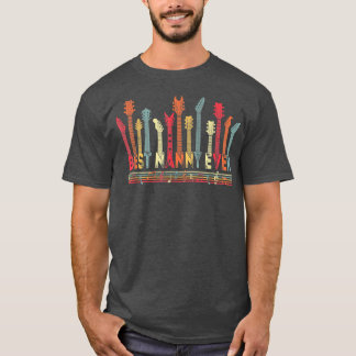 Camiseta Guitar Lover Best Nanny Ever Retro Music Mães D