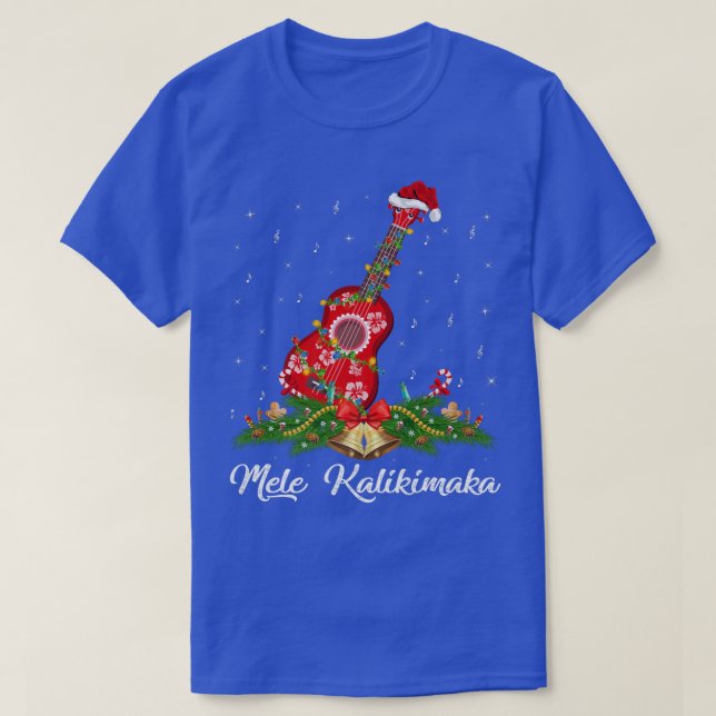 Camiseta Guitar Music Hawaiian Ukulele Mele Kalikimaka Chri (Frente do Design)