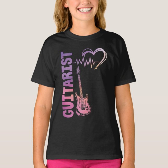 Camiseta Guitar Music Lover Guitarist Hearbeat (Frente)