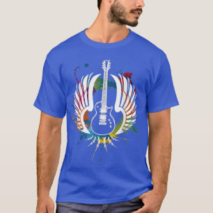 Camiseta Guitar Music Rock And Roll Wings Amante Men 1