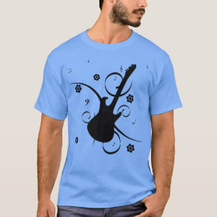 CAMISETA GUITAR NOTAS MUSICAIS FLUXAS SILHOUETTE CICLO TRÁV