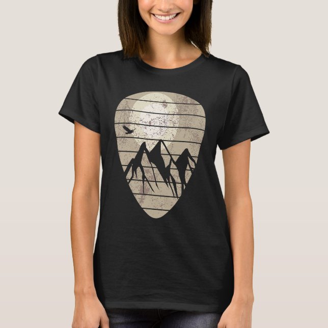 Camiseta Guitar Pick Mountain Cool Guitar Player Guitarist  (Frente)